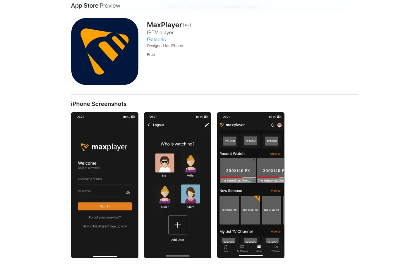 MaxPlayer on iOS